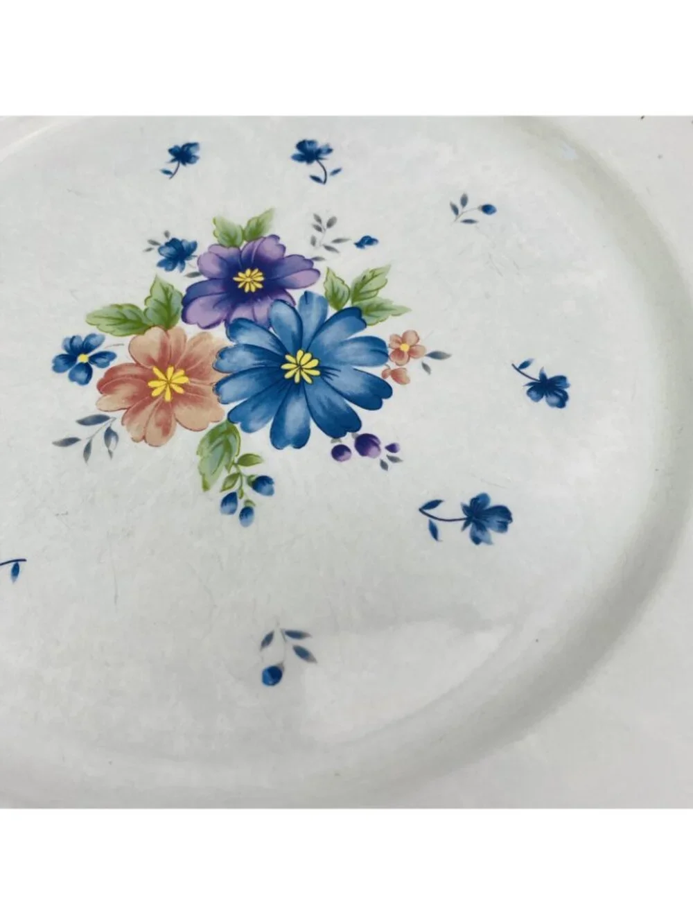 80s JMP Marketing PROVINCIAL BOUQUET Center Flowers Stoneware Dinner Plate Set 4
